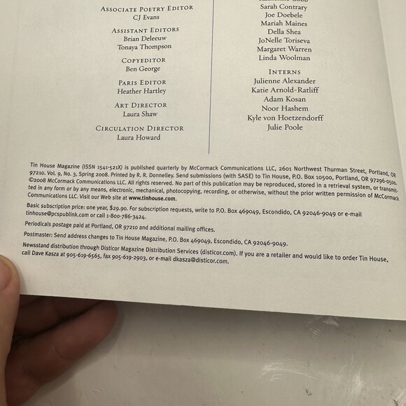 Tin House Magazine Volume 9 Number 3 Off The Grid Literature & Poetry - Picture 5 of 5